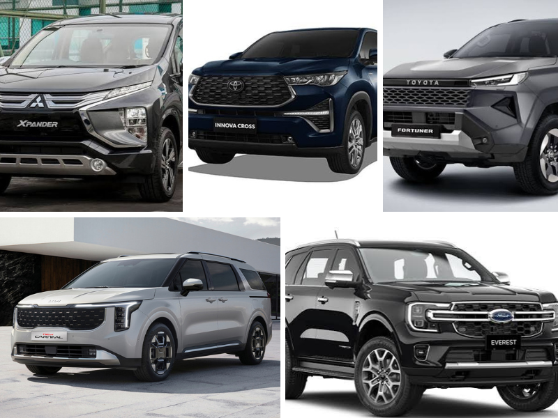 Các dòng xe 7 chỗ cho thuê phổ biến hiện nay