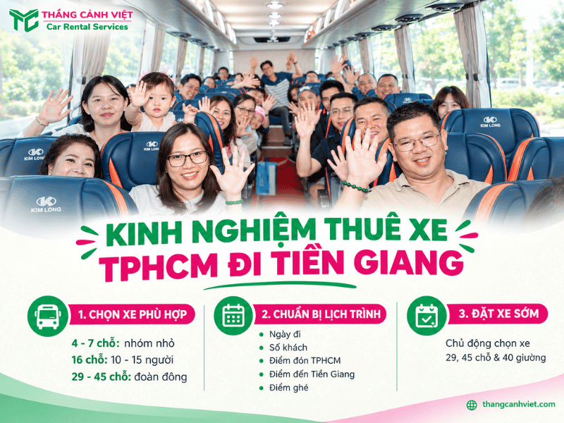 Kinh nghiệm chọn xe và chuẩn bị lịch trình khi thuê xe TPHCM đi Tiền Giang