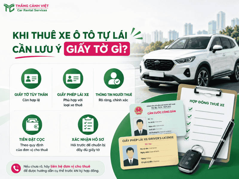 Những giấy tờ cần lưu ý khi thuê xe ô tô tự lái