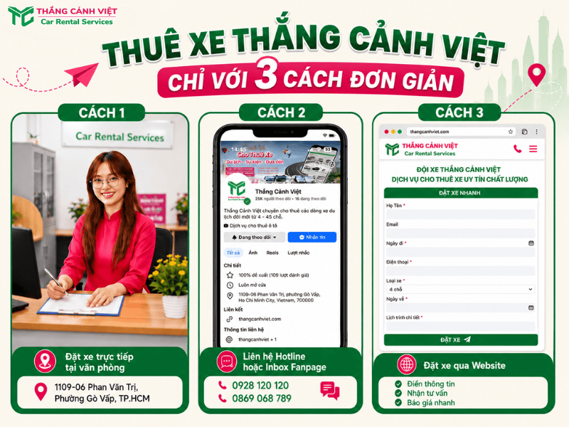 Thắng Cảnh Việt cho thuê xe nhanh chóng với 3 cách đơn giản