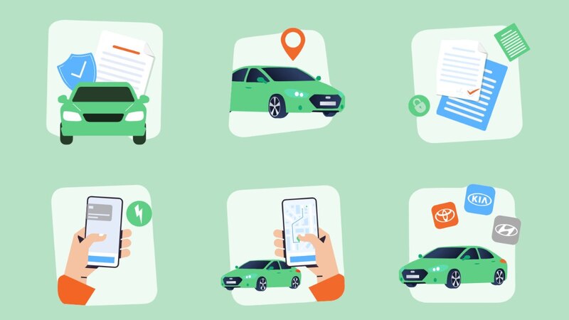 Thực hiện thủ tục khi thuê xe trên app