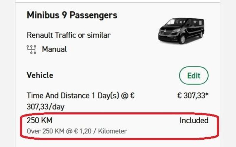 Kiểm tra số km được sử dụng trong gói thuê