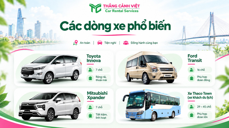 Các dòng thuê xe du lịch từ sài gòn phổ biến 